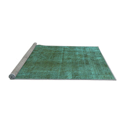 Sideview of Machine Washable Oriental Light Blue Industrial Rug, wshurb3144lblu