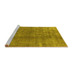 Sideview of Machine Washable Oriental Yellow Industrial Rug, wshurb3144yw