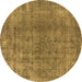 Round Oriental Brown Industrial Rug, urb3144brn