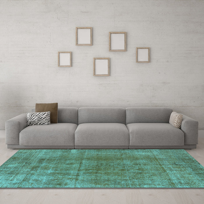 Machine Washable Oriental Light Blue Industrial Rug in a Living Room, wshurb3144lblu