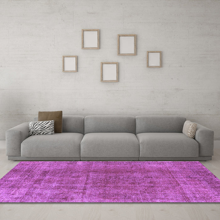 Machine Washable Oriental Purple Industrial Area Rugs in a Living Room, wshurb3144pur