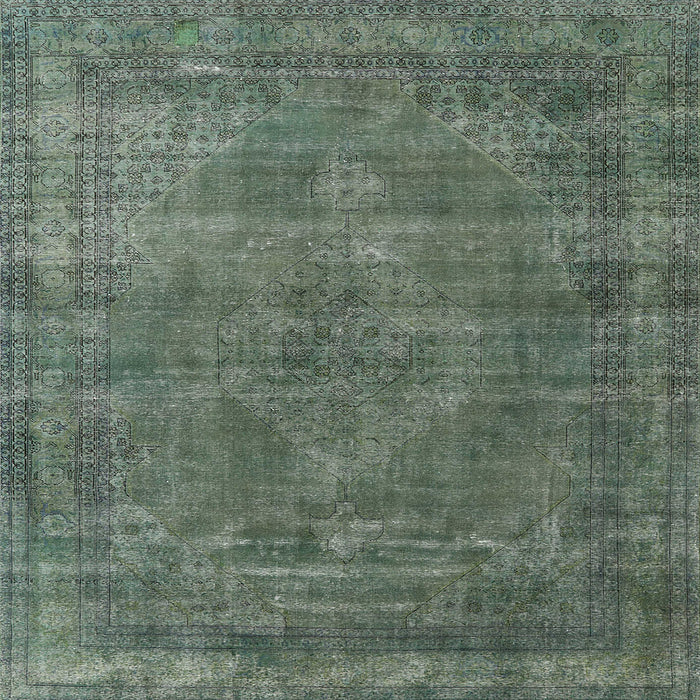 Square Machine Washable Industrial Modern Pine Green Rug, wshurb3145