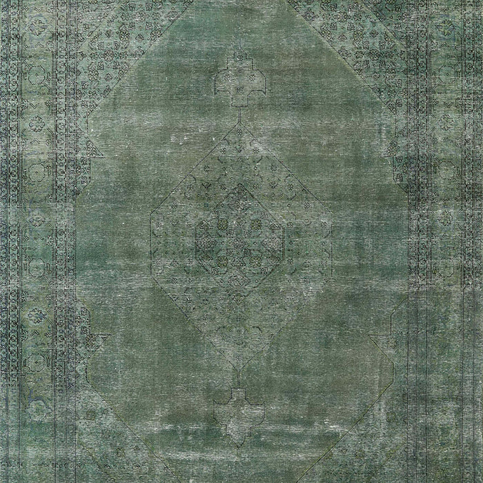 Mid-Century Modern Pine Green Oriental Rug, urb3145