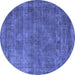 Round Oriental Blue Industrial Rug, urb3145blu