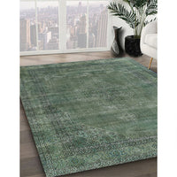 Mid-Century Modern Pine Green Oriental Rug, urb3145