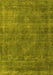 Machine Washable Oriental Yellow Industrial Rug, wshurb3145yw