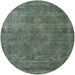 Round Mid-Century Modern Pine Green Oriental Rug, urb3145