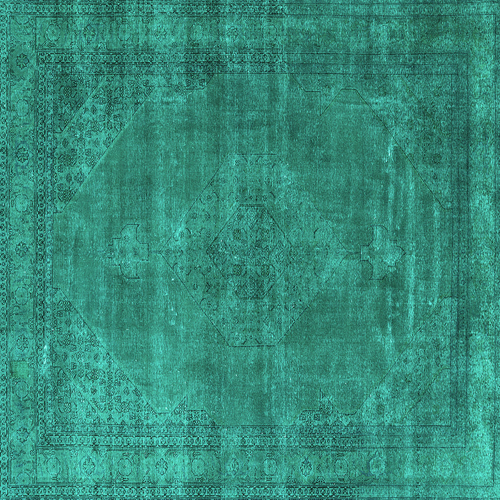 Square Machine Washable Oriental Turquoise Industrial Area Rugs, wshurb3145turq