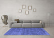 Machine Washable Oriental Blue Industrial Rug in a Living Room, wshurb3145blu