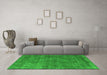 Machine Washable Oriental Green Industrial Area Rugs in a Living Room,, wshurb3145grn