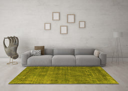 Machine Washable Oriental Yellow Industrial Rug in a Living Room, wshurb3145yw