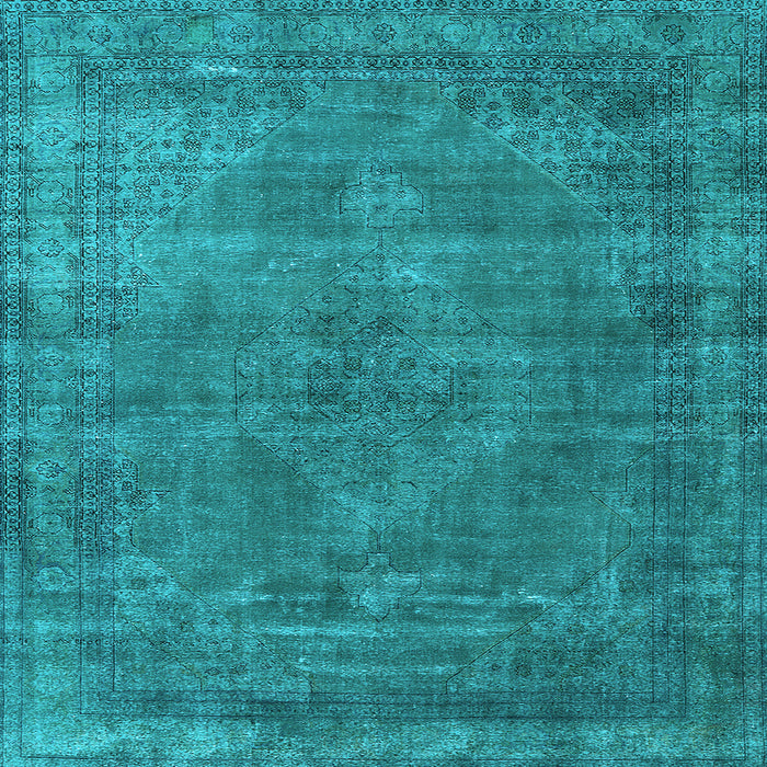 Square Machine Washable Oriental Light Blue Industrial Rug, wshurb3145lblu