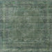 Square Mid-Century Modern Pine Green Oriental Rug, urb3145