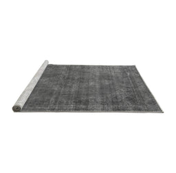 Sideview of Machine Washable Oriental Gray Industrial Rug, wshurb3145gry