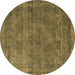 Round Machine Washable Oriental Brown Industrial Rug, wshurb3145brn