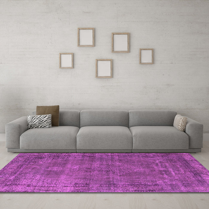 Machine Washable Oriental Pink Industrial Rug in a Living Room, wshurb3145pnk
