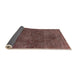 Sideview of Mid-Century Modern Dark Almond Brown Oriental Rug, urb3146