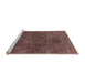 Sideview of Machine Washable Industrial Modern Dark Almond Brown Rug, wshurb3146