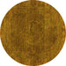 Round Machine Washable Oriental Yellow Industrial Rug, wshurb3146yw