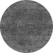 Round Machine Washable Oriental Gray Industrial Rug, wshurb3146gry