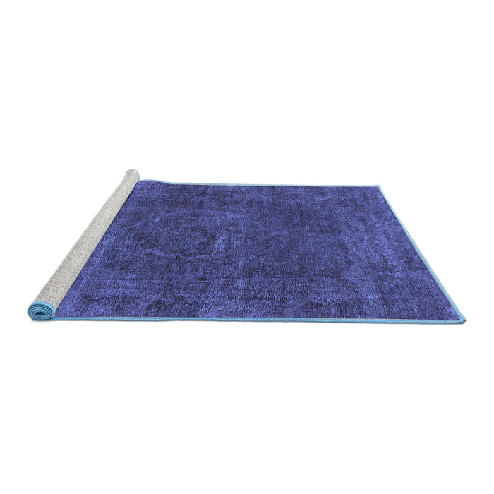 Sideview of Machine Washable Oriental Blue Industrial Rug, wshurb3146blu