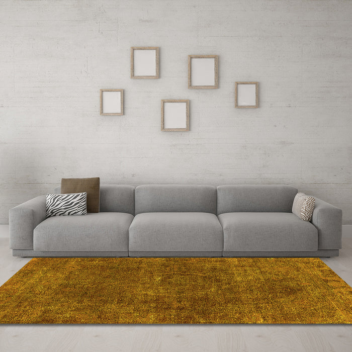 Machine Washable Oriental Yellow Industrial Rug in a Living Room, wshurb3146yw