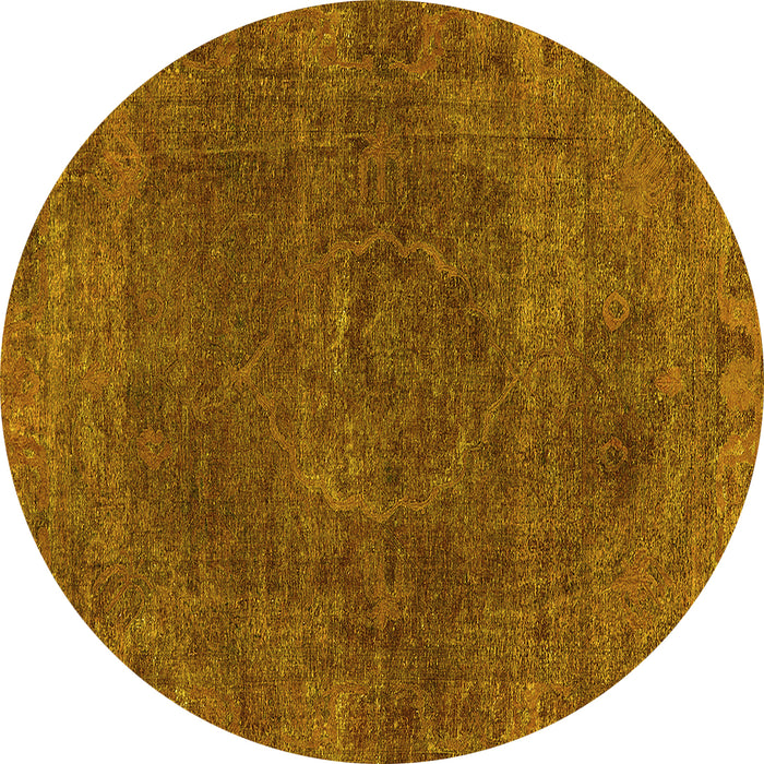 Round Oriental Yellow Industrial Rug, urb3146yw