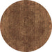 Round Machine Washable Oriental Brown Industrial Rug, wshurb3146brn