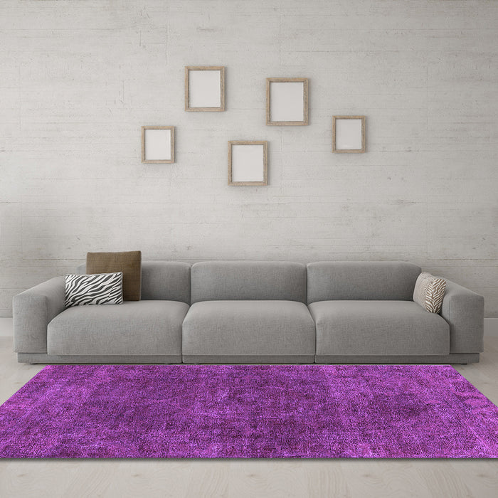Machine Washable Oriental Purple Industrial Area Rugs in a Living Room, wshurb3146pur