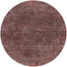 Round Mid-Century Modern Dark Almond Brown Oriental Rug, urb3146