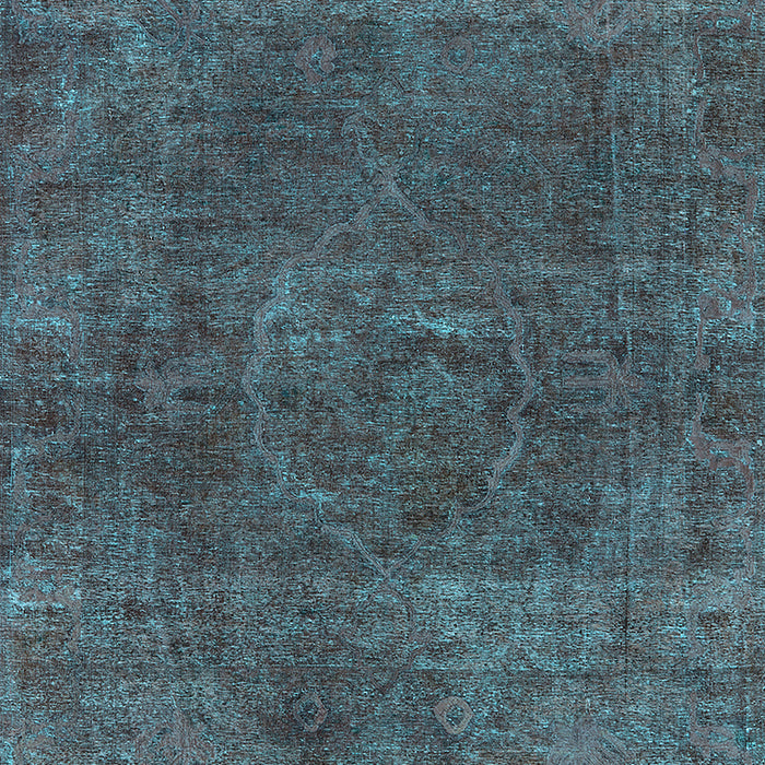 Machine Washable Oriental Light Blue Industrial Rug, wshurb3146lblu