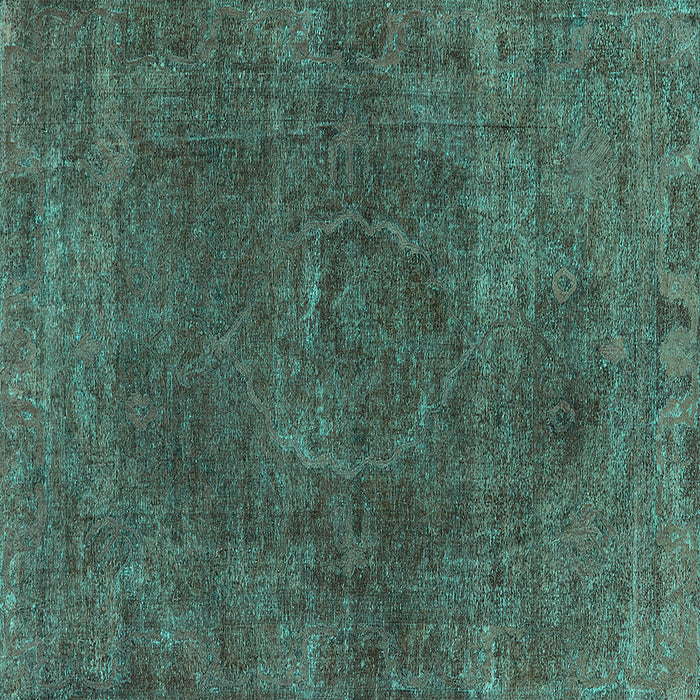 Square Machine Washable Oriental Turquoise Industrial Area Rugs, wshurb3146turq