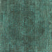 Square Machine Washable Oriental Turquoise Industrial Area Rugs, wshurb3146turq