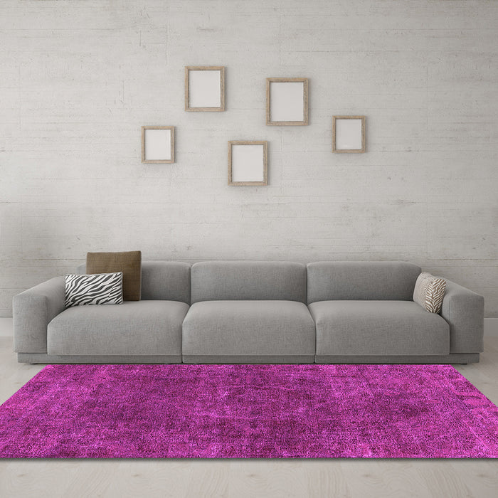 Machine Washable Oriental Pink Industrial Rug in a Living Room, wshurb3146pnk