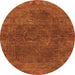 Round Machine Washable Oriental Orange Industrial Area Rugs, wshurb3146org