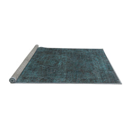 Sideview of Machine Washable Oriental Light Blue Industrial Rug, wshurb3146lblu