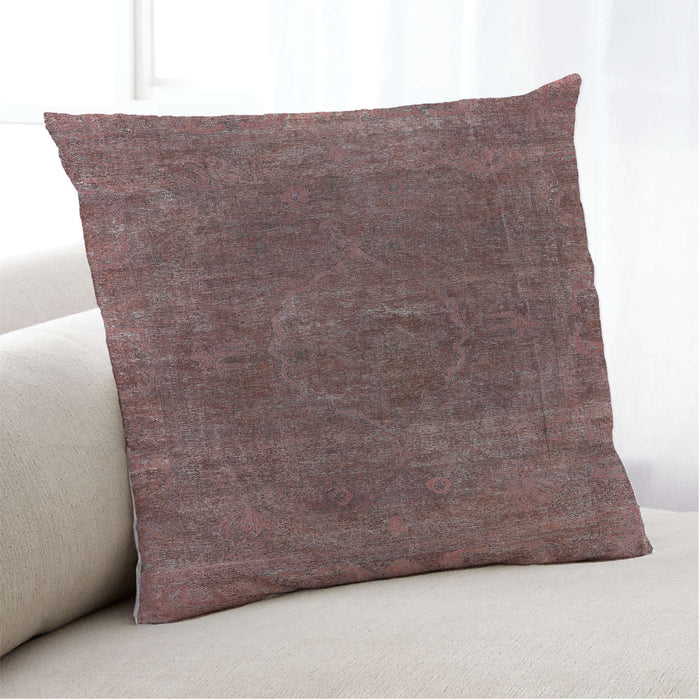 Lifestyle Image of Mid-Century Modern Urban Square Dark Almond Brown Throw Pillow, 18 inch by 18 inch, pwurb3146