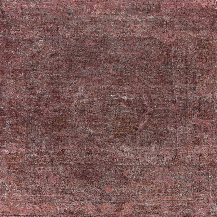 Square Mid-Century Modern Dark Almond Brown Oriental Rug, urb3146