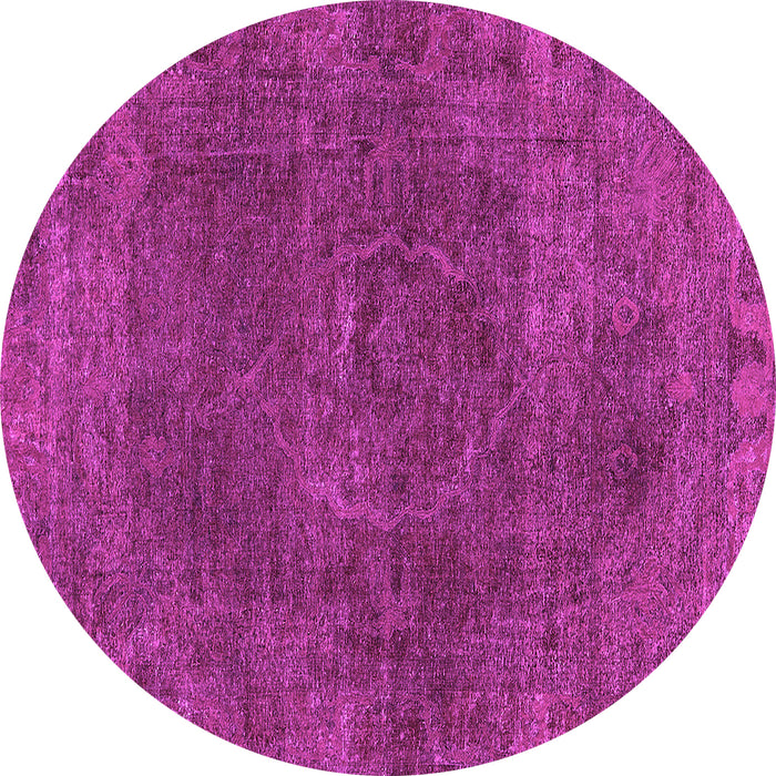 Round Machine Washable Oriental Pink Industrial Rug, wshurb3146pnk