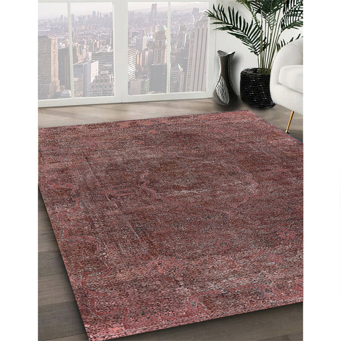 Machine Washable Industrial Modern Dark Almond Brown Rug in a Family Room, wshurb3146