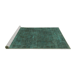 Sideview of Machine Washable Oriental Turquoise Industrial Area Rugs, wshurb3146turq