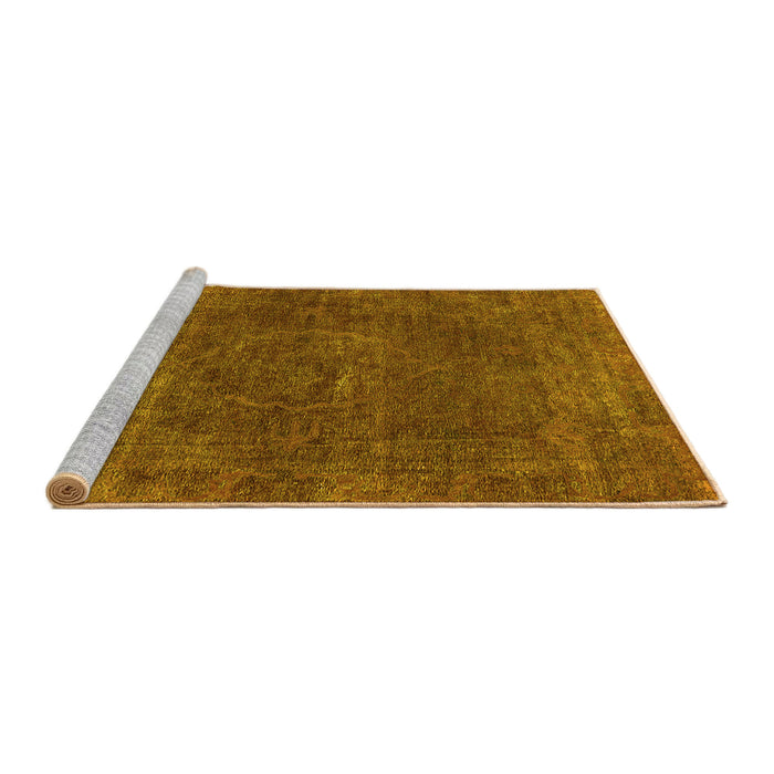 Sideview of Machine Washable Oriental Yellow Industrial Rug, wshurb3146yw