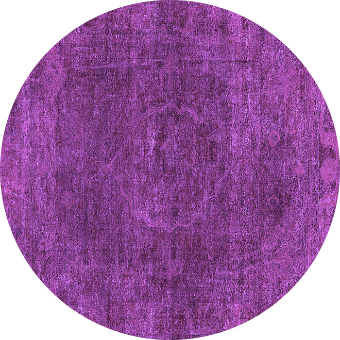 Round Machine Washable Oriental Purple Industrial Area Rugs, wshurb3146pur