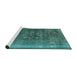 Sideview of Machine Washable Industrial Modern Light Sea Green Rug, wshurb3147