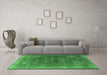 Machine Washable Oriental Emerald Green Industrial Area Rugs in a Living Room,, wshurb3147emgrn