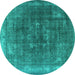 Round Oriental Turquoise Industrial Rug, urb3147turq