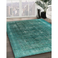 Mid-Century Modern Light Sea Green Oriental Rug, urb3147