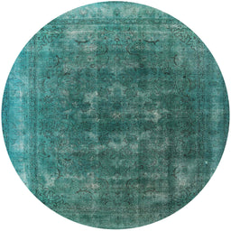 Round Machine Washable Industrial Modern Light Sea Green Rug, wshurb3147