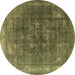 Round Oriental Brown Industrial Rug, urb3147brn