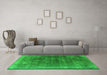 Machine Washable Oriental Green Industrial Area Rugs in a Living Room,, wshurb3147grn